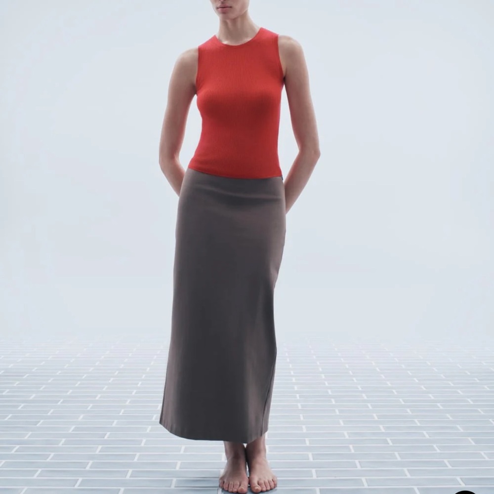 Everlane The Dream Maxi Skirt in Deep Taupe, size medium